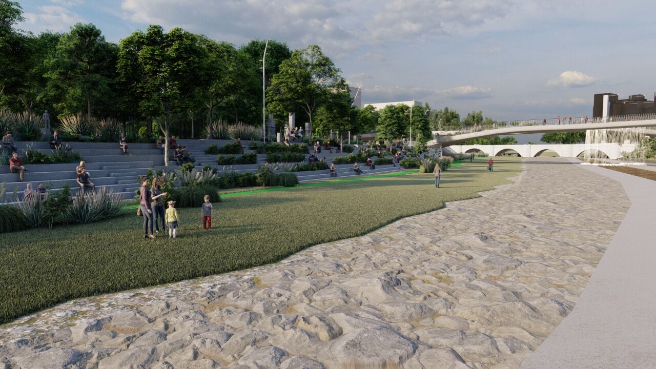 Parque Las Heras. La obra contempla la bajada a la costanera del río Suquía. (Municipalidad de Córdoba)