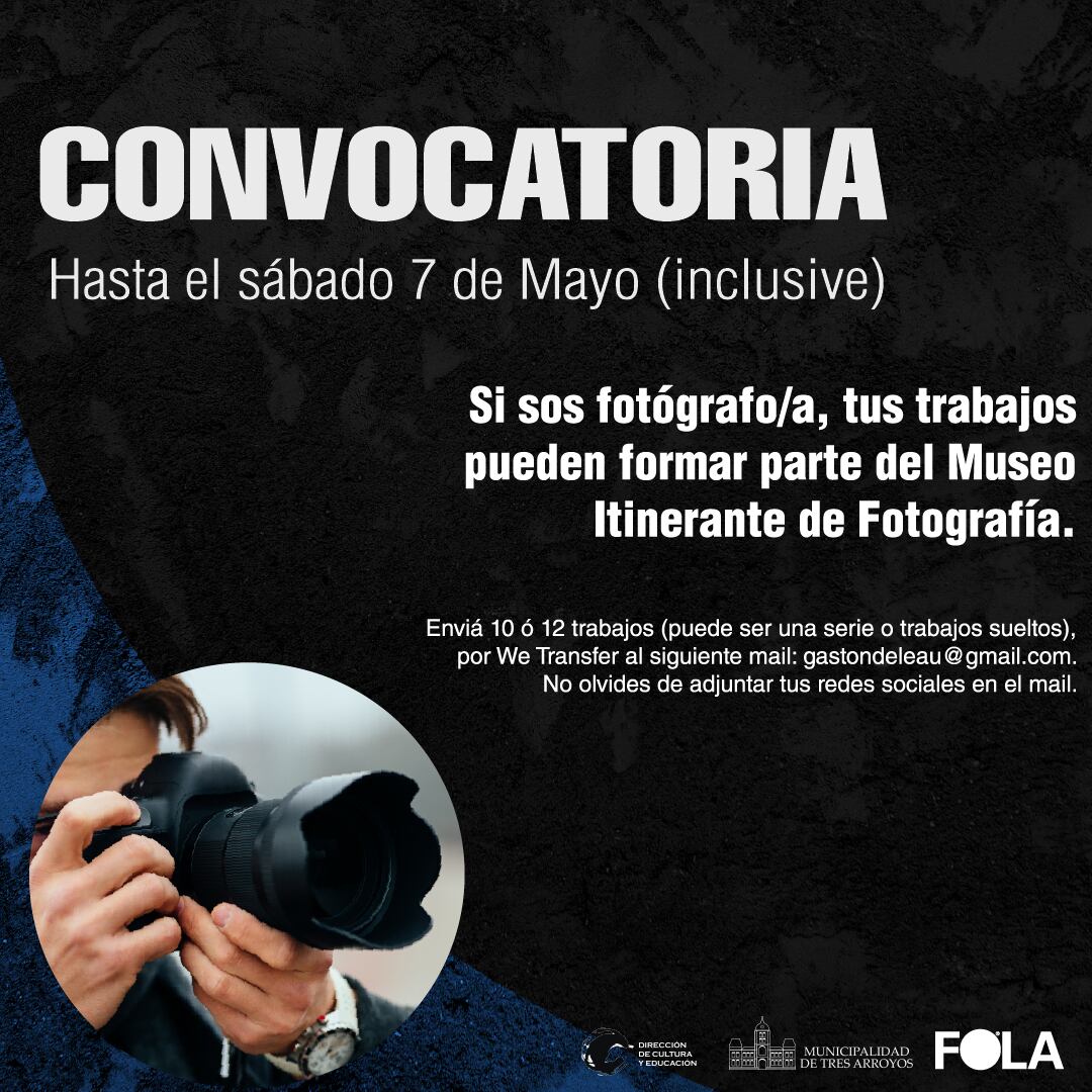 Convocatoria para fotógrafos del distrito de Tres Arroyos: Participación Museo Intinerante FOLA