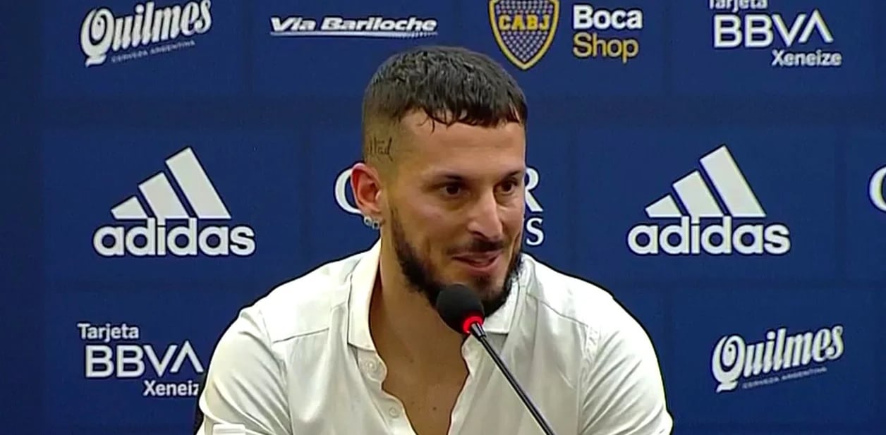 Benedetto durante su presentación en Boca.