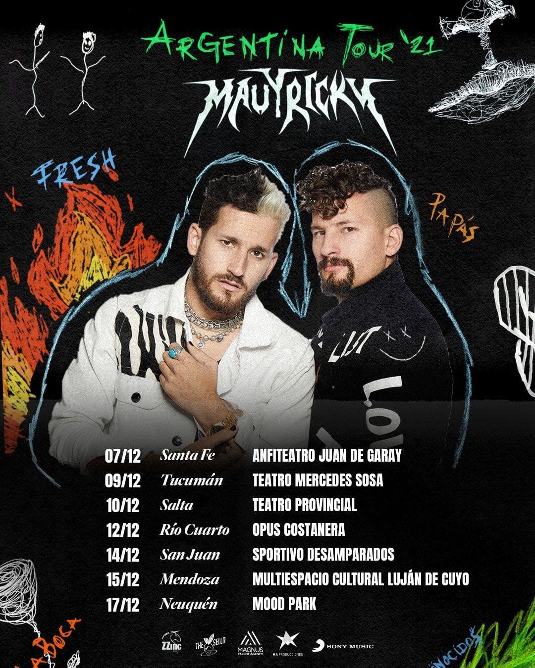 Mau y Ricky anunciaron un tour por el interior del país.