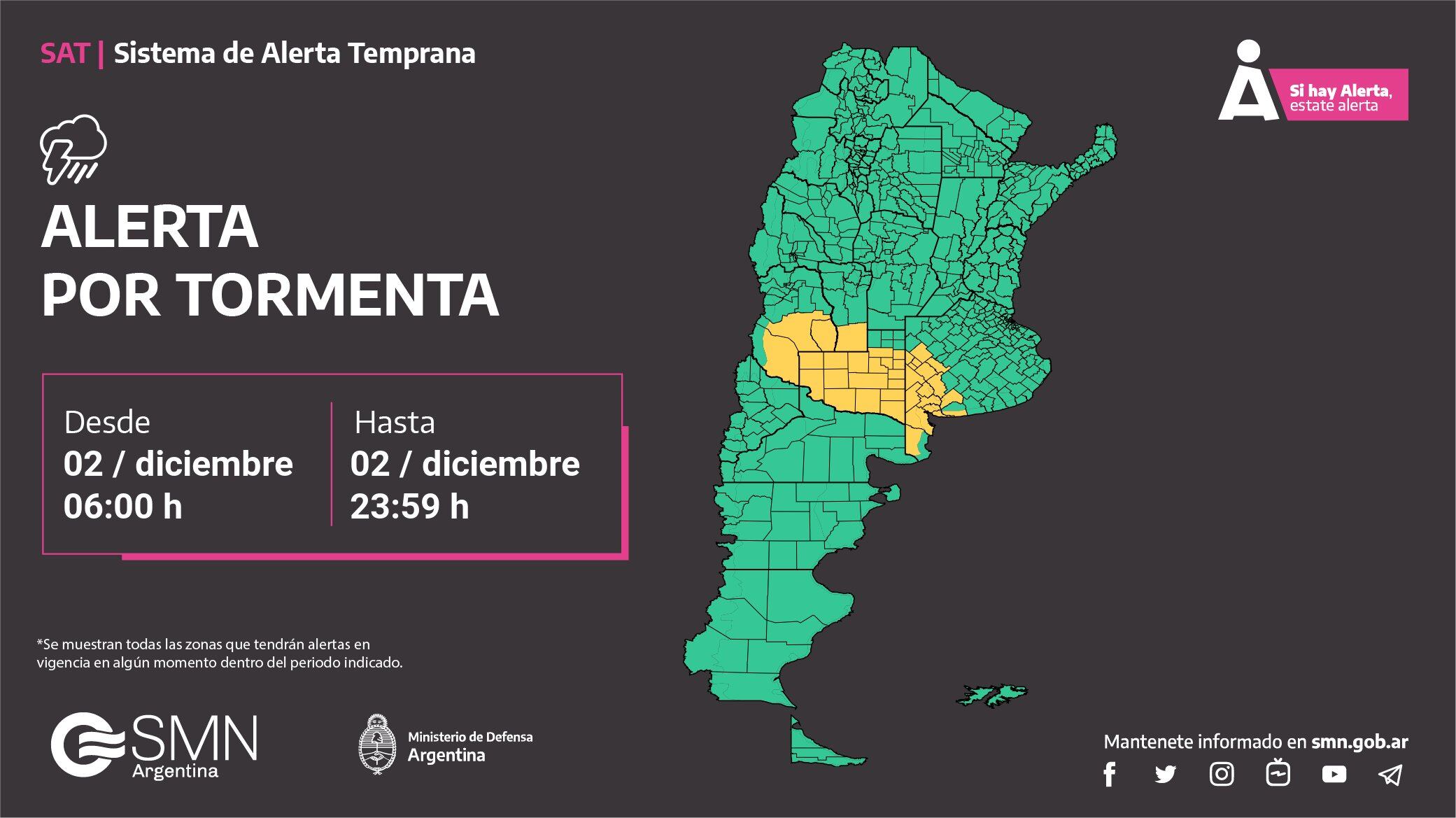 SMN pronostica alerta en Mendoza por tormentas