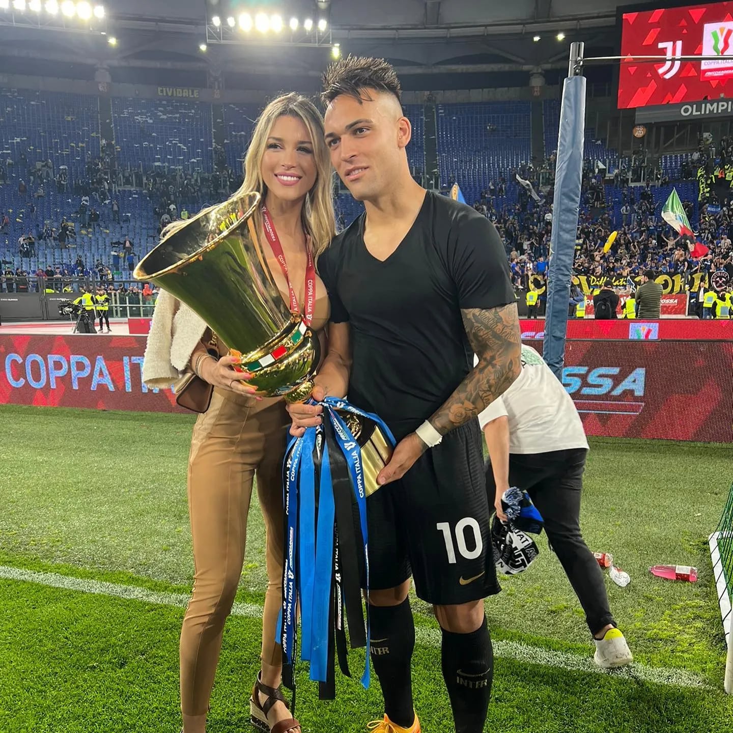 Agustina Gandolfo celebró que Lautaro Martínez salió campeón de la Copa Italia.