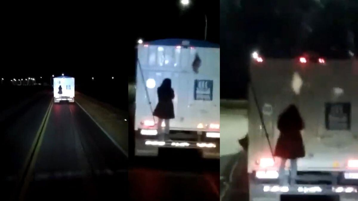 Terror en la ruta: un cordobés filmó un presunto fantasma colgado de un camión