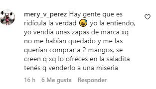 La usuaria mery_v_perez dejó su comentario y se mostró a favor de la vendedora.