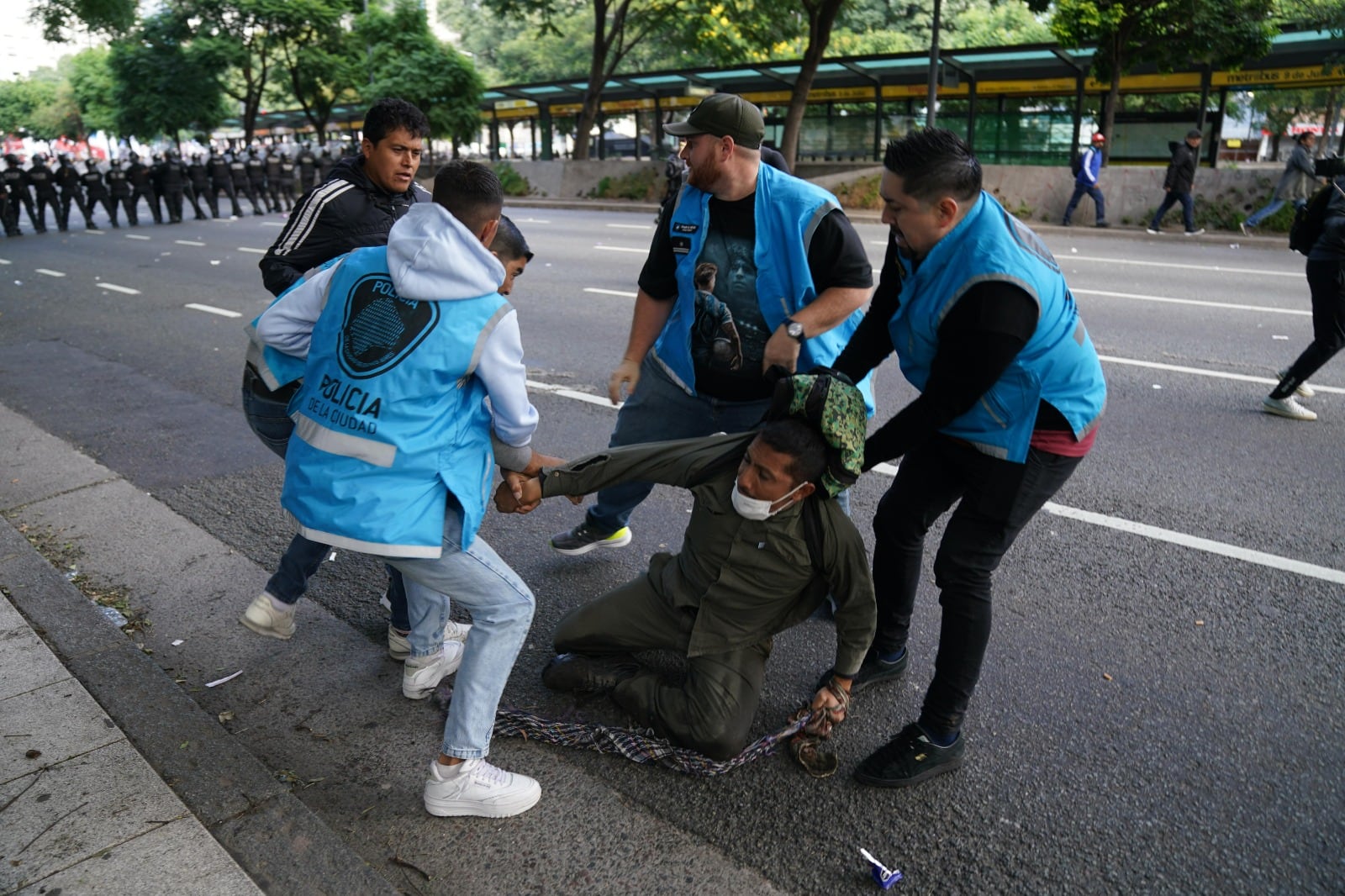 Manifestación en Avenida 9 de Julio.