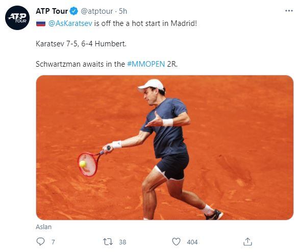 Aslan Karatsev, rival de Diego Schwartzman en el Masters 1000 de Madrid.