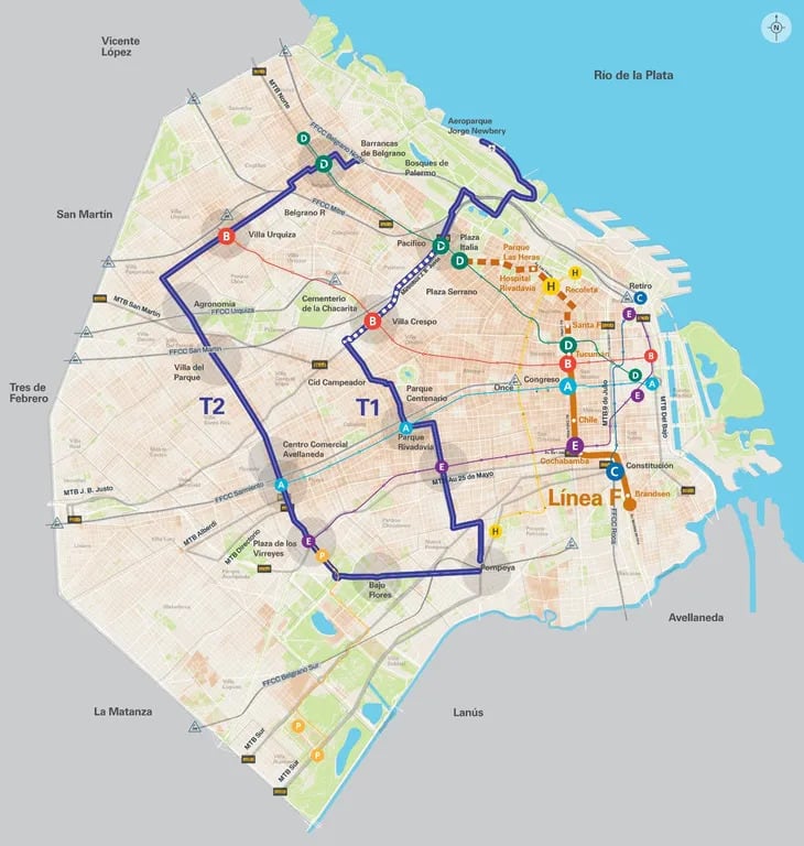 El recorrido de la nueva línea de subte.