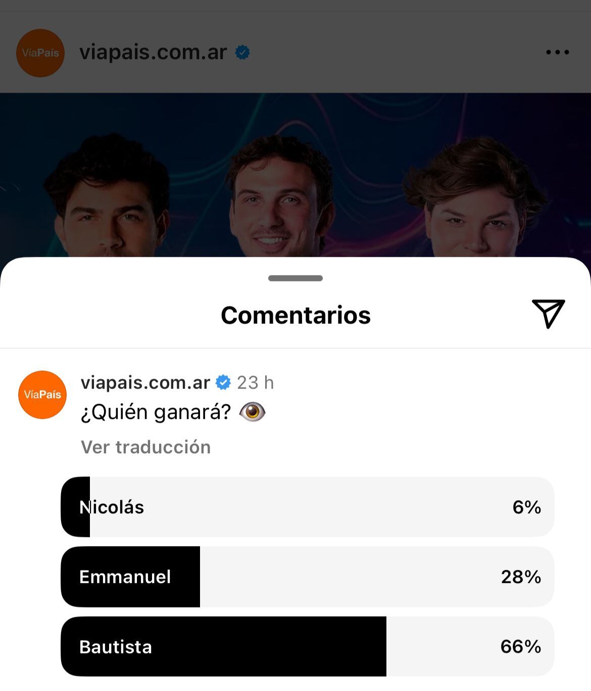 Quién será el ganador de Gran Hermano 2024, según la encuesta de posteo de Instagram de Vía País