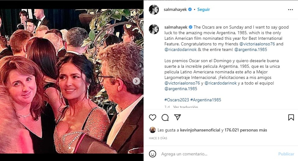 El apoyo de Salma Hayek a "Argentina, 1985"