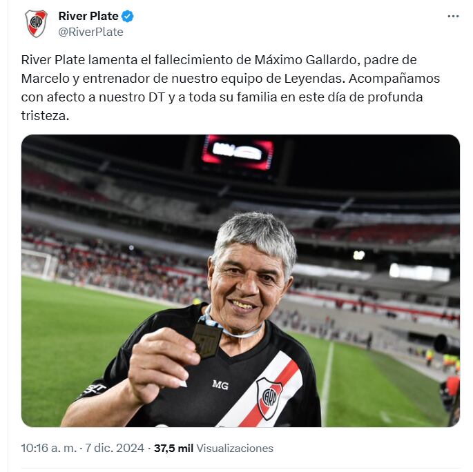 River Plate: murió Máximo, el papá de Marcelo Gallardo