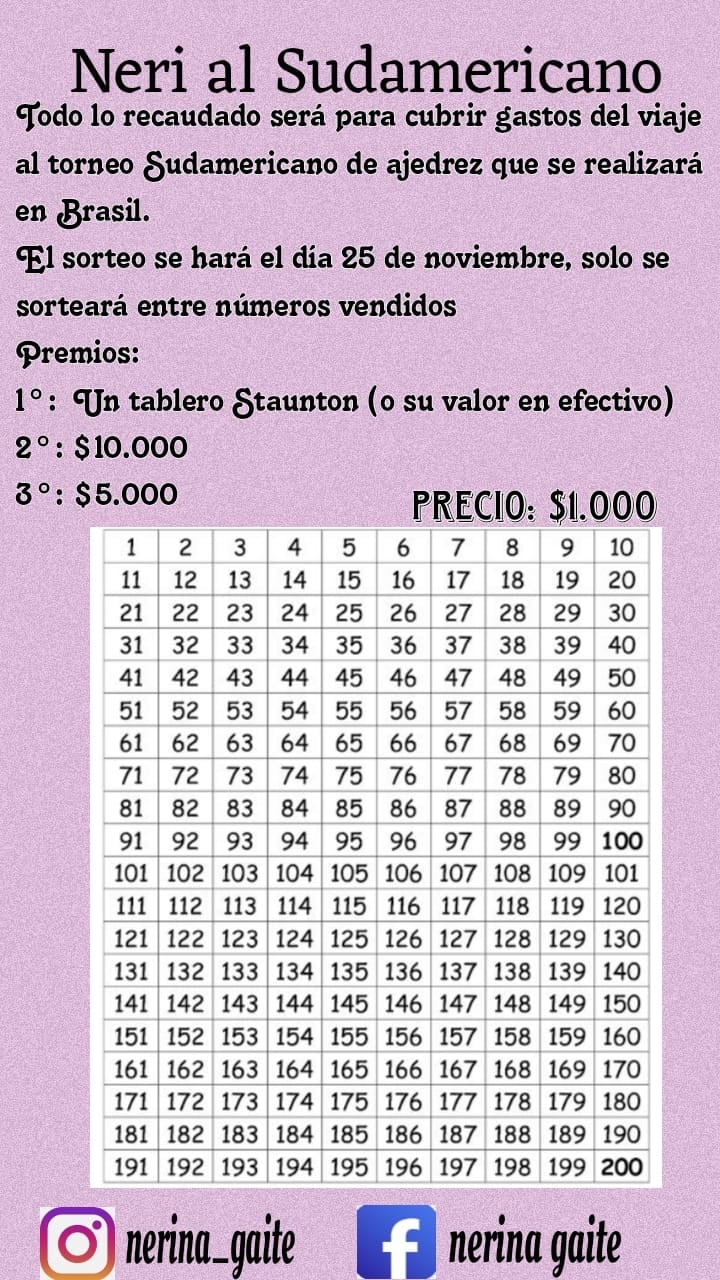 La salteña está vendiendo rifas para juntar plata.