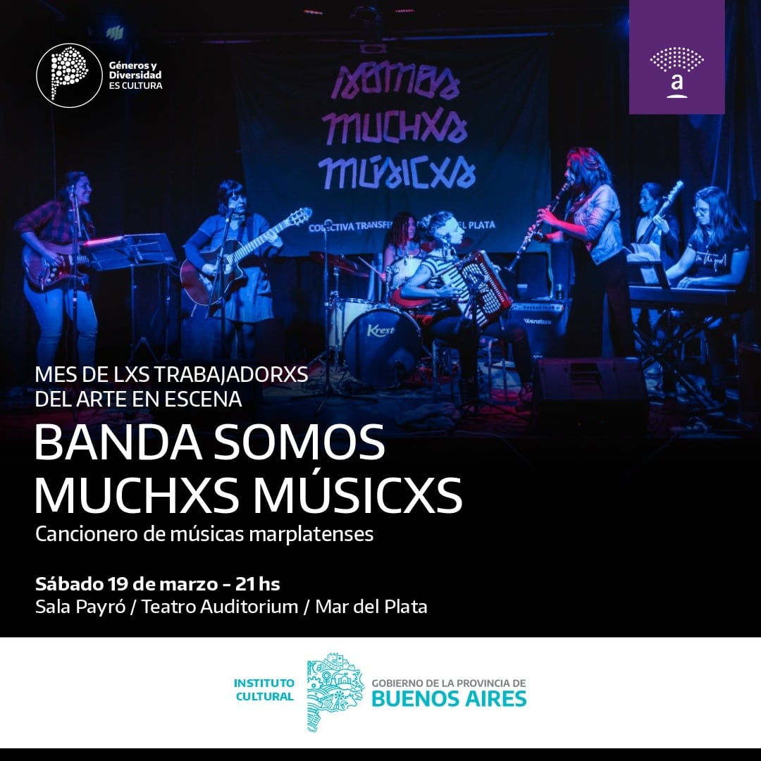 Banda Somos Muchxs Músicxs, está conformada por instrumentistas y cantantes de diversos géneros musicales