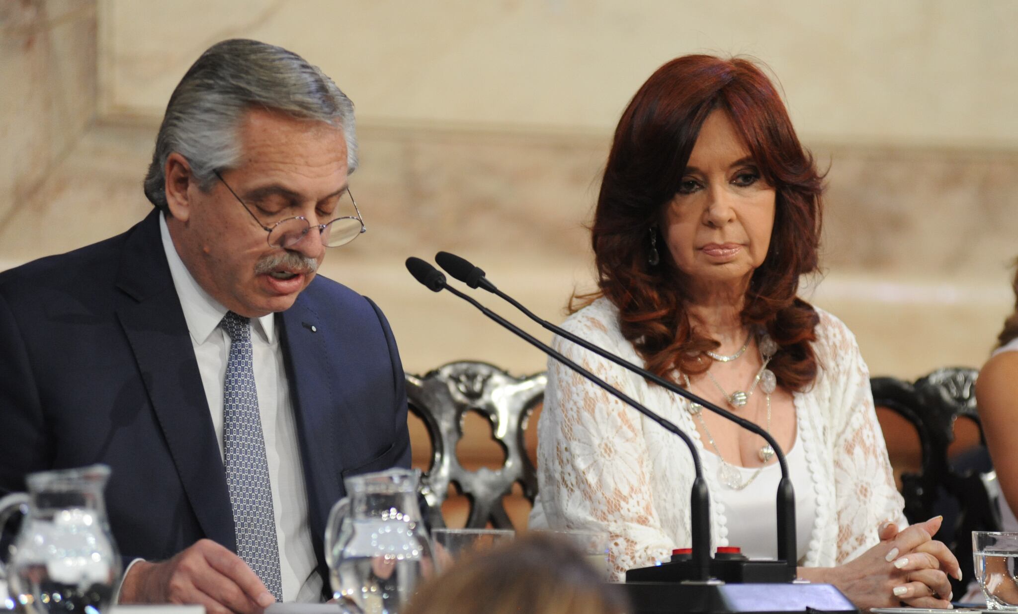 Alberto Fernández y Cristina Kirchner durante el acto de la Asamblea Legislativa del Congreso este lunes pasado.
