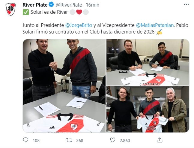 River le dio la bienvenida al puntano Pablo Solari.