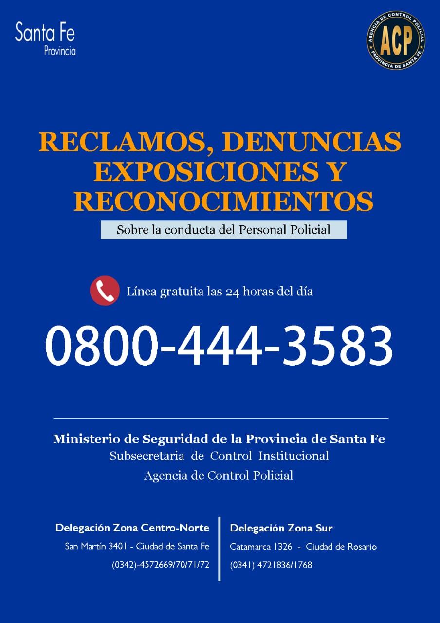 Teléfono para denuncias del personal policial