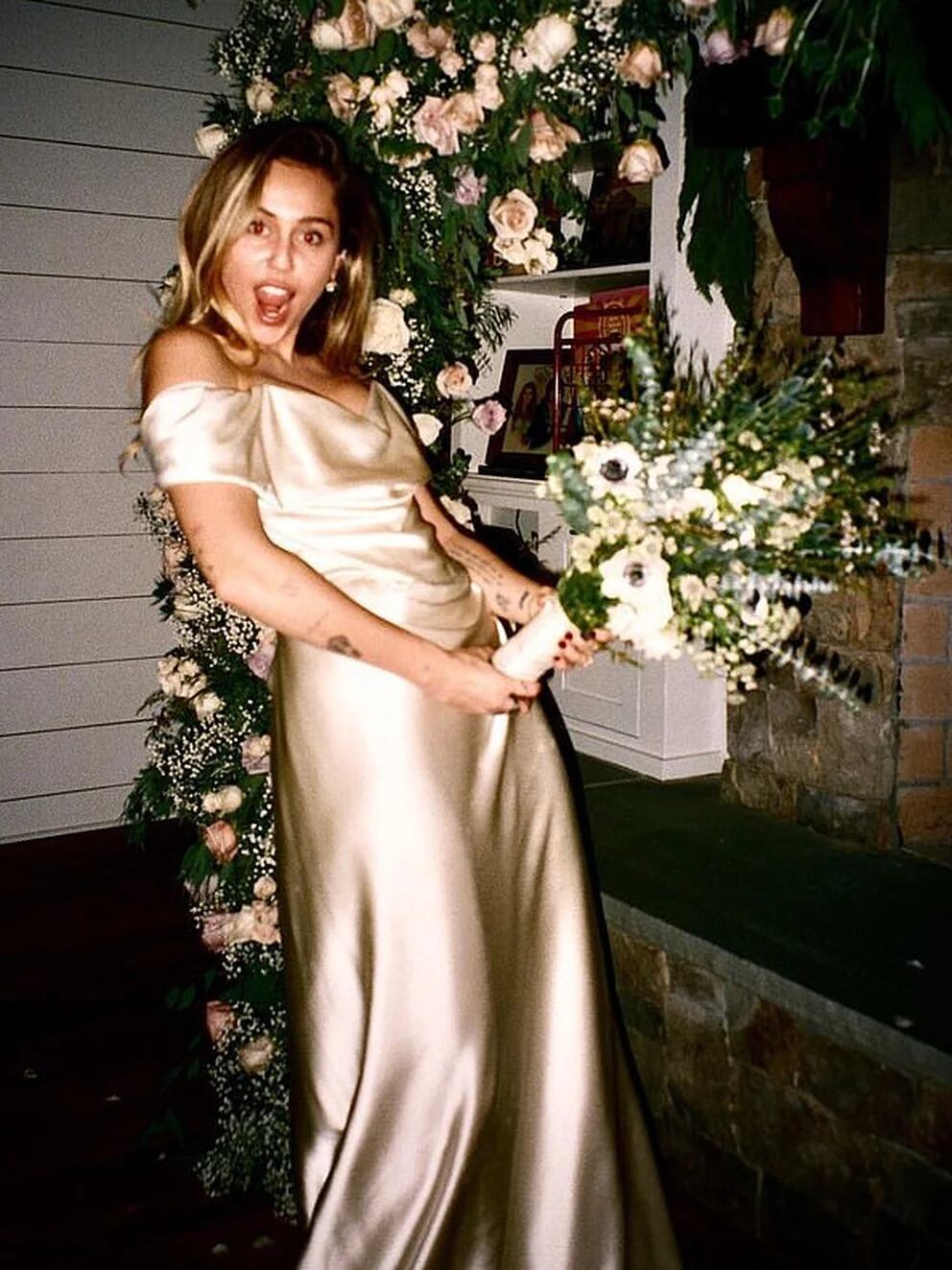 Miley Cyrus el día de su casamiento con Liam Hemsworth.