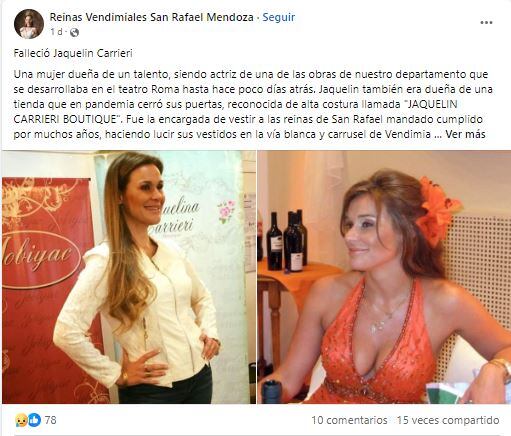 Murió una ex reina de la vendimia de San Rafael, tras una cirugía.