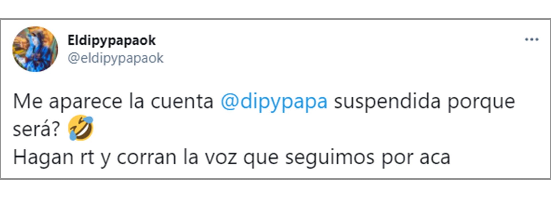 El mensaje con el que el cantante aseguró que le habían suspendido la cuenta. Twitter.