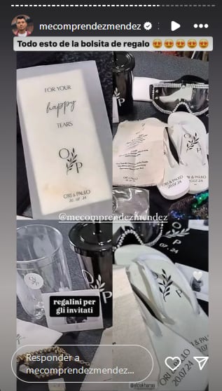 Los regalos que se llevaron los invitados al casamiento de Oriana Sabatini y Paulo Dybala