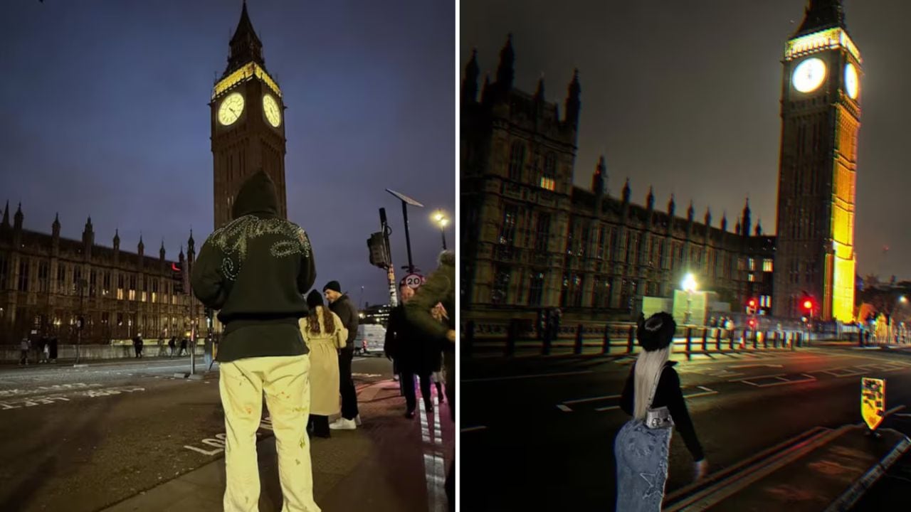 Las fotos de Enzo Fernández y la exnovia de L-Gante frente al Big Ben