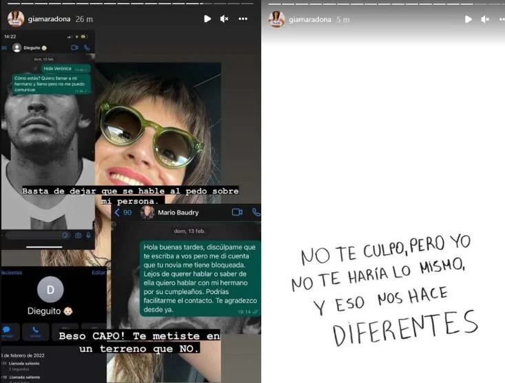 Las historias que subió Gianinna Maradona en Instagram.