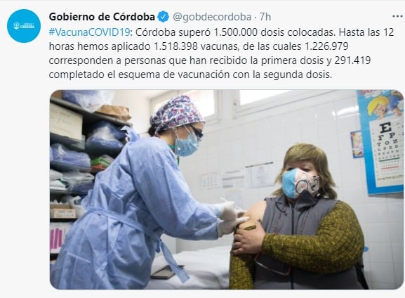 Se superó el millón y medio de dosis aplicada en al campaña contra el COVID-19.