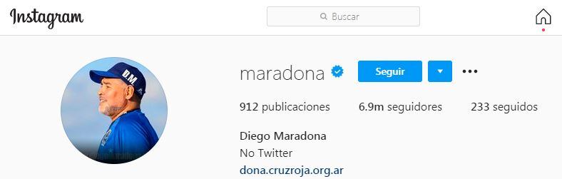 Diego Maradona sumó casi 800 mil seguidores en Instagram tras su muerte.