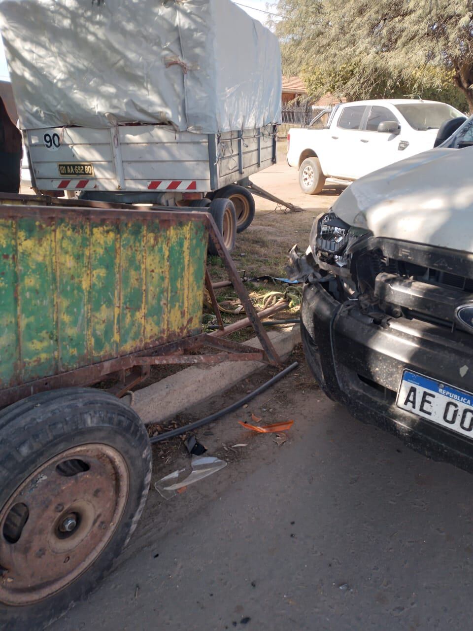 Así quedó la camioneta tras el choque en Río Segundo.