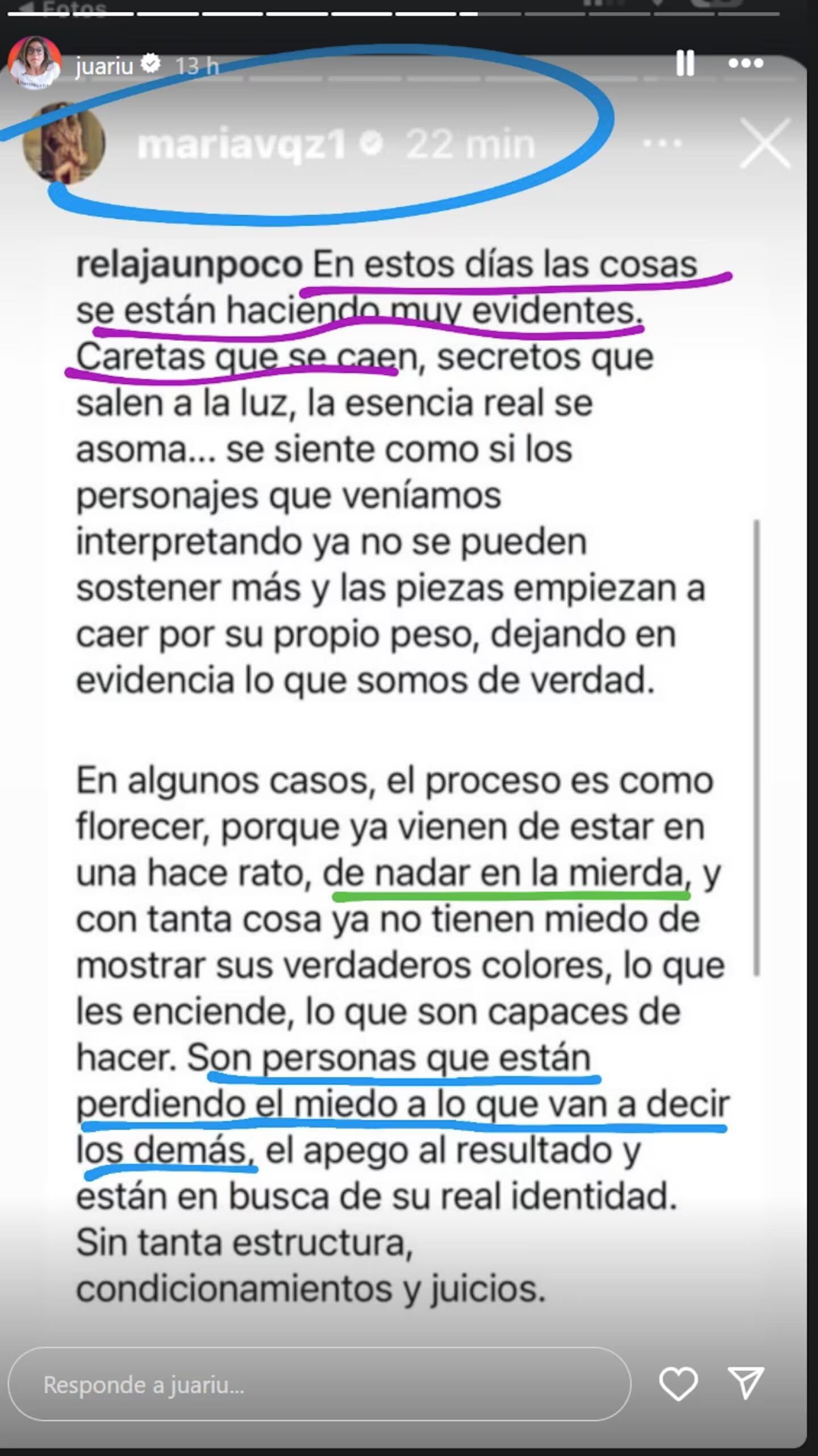 Las indirectas de María Vázquez en Instagram que generó rumores de separación