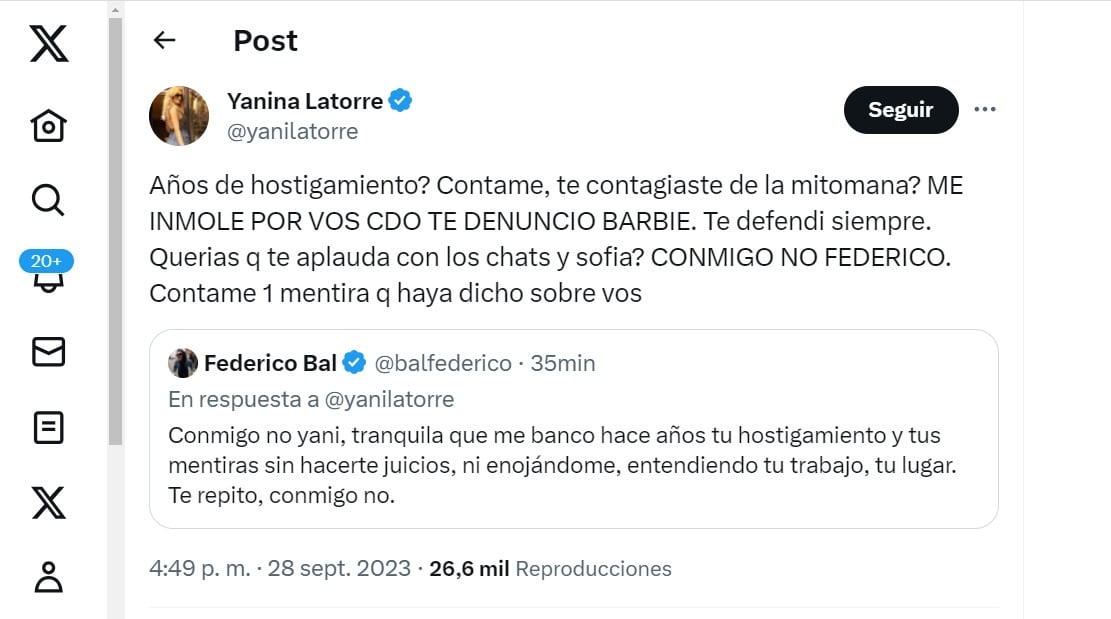 Yanina Latorre y Federico Bal se enfrentaron.