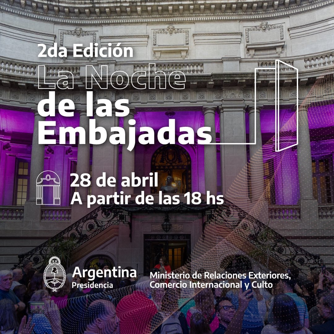 Flyer oficial de la Noche de las Embajadas en su segunda edición.