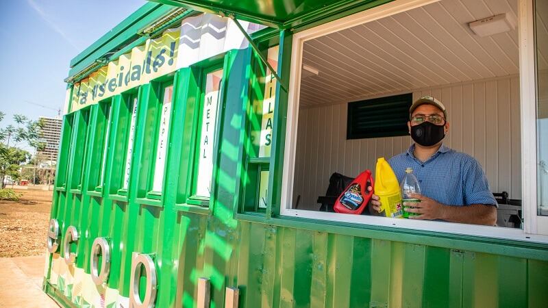 Instalaron un sexto Ecopunto fijo en el Parque la Cascada de Posadas.