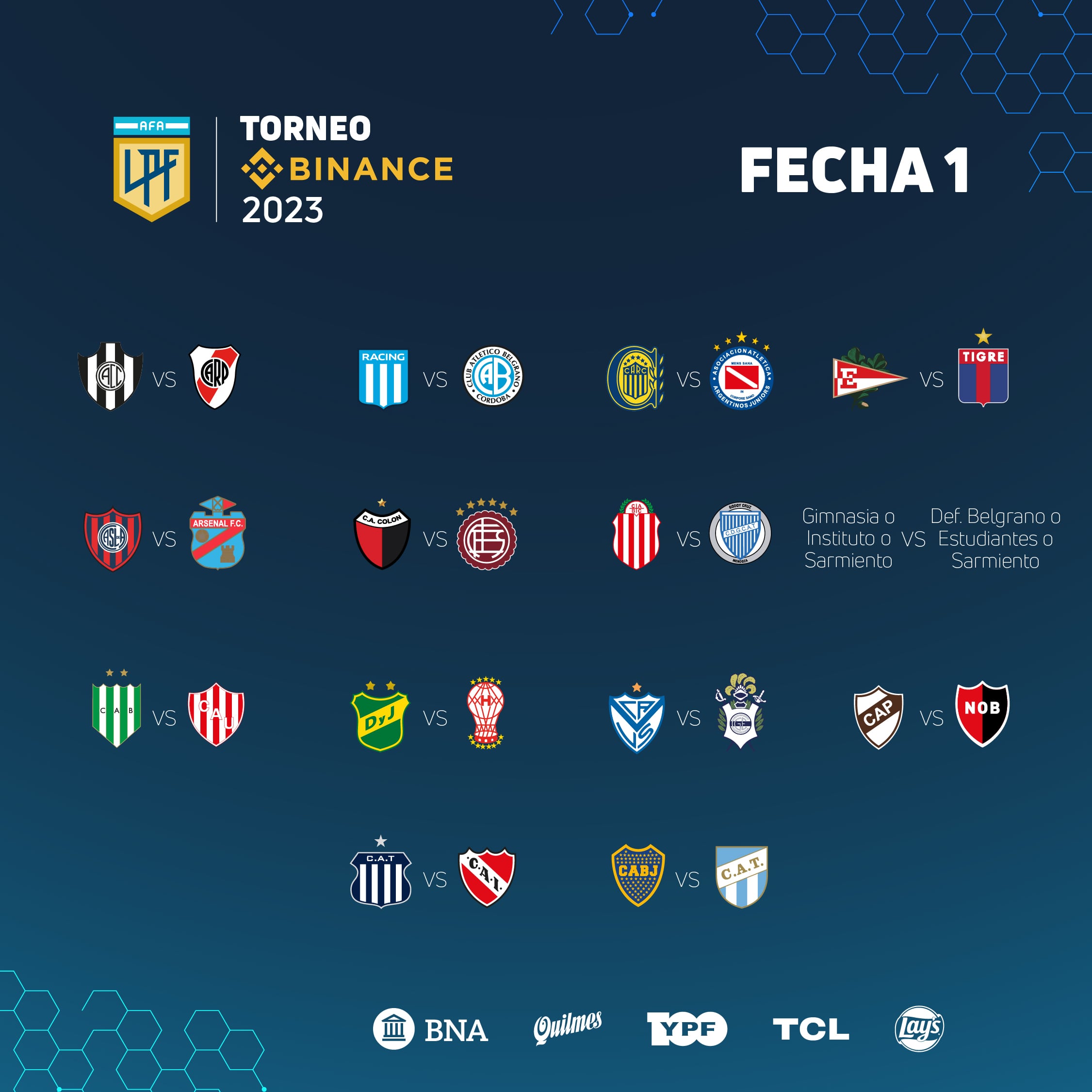 Así quedó la primera fecha del Torneo Binance 2023.