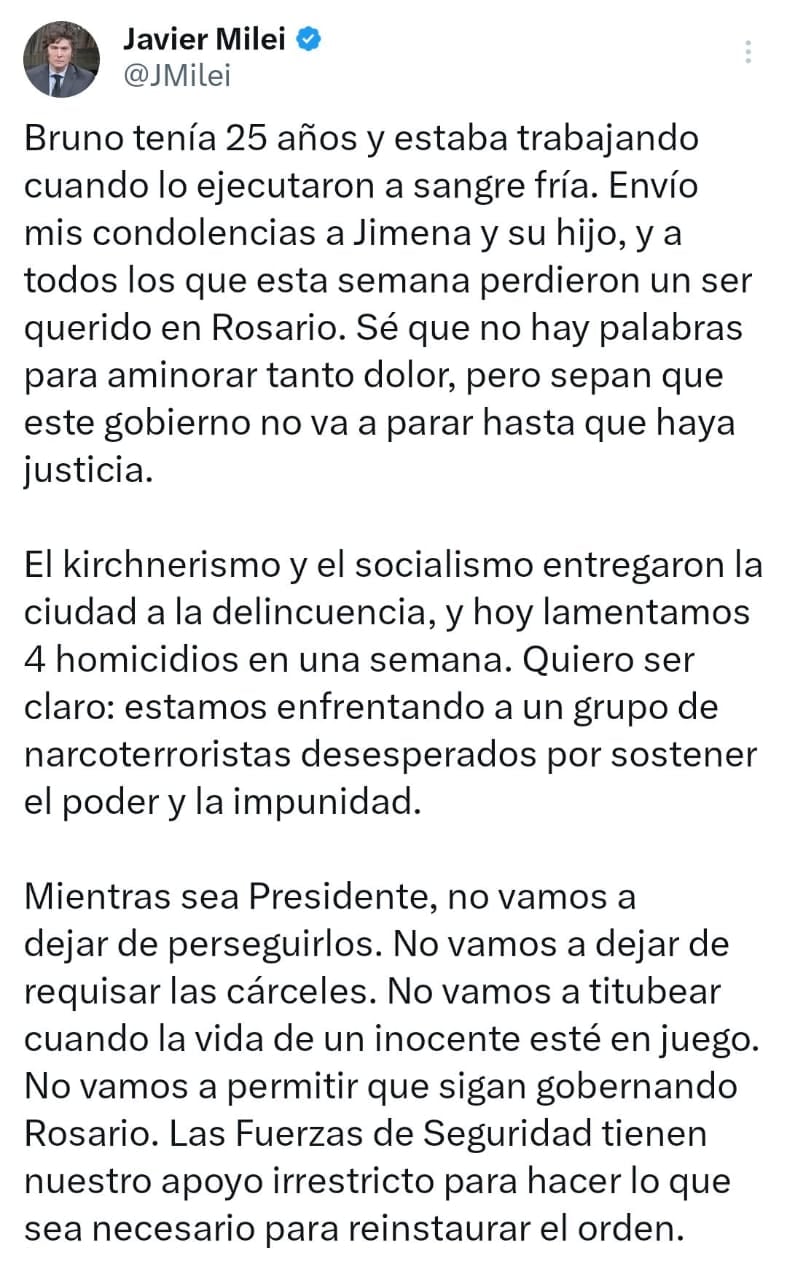 El primer mandatario ratificó su compromiso con el plan de seguridad de Bullrich.