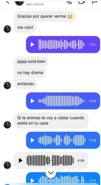 Los chats de Alan Simone que lo dejarían como infiel