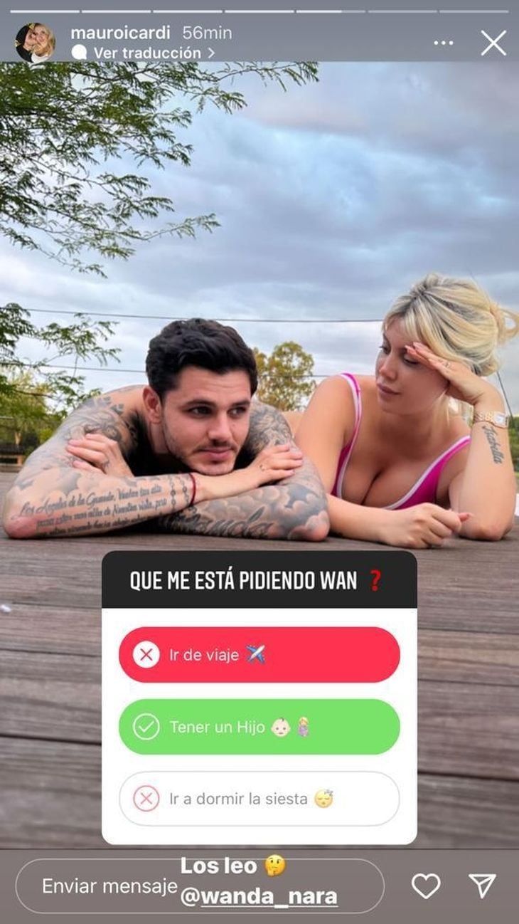 La encuesta de Icardi que sorprendió a los seguidores de la pareja. Foto: Instagram.