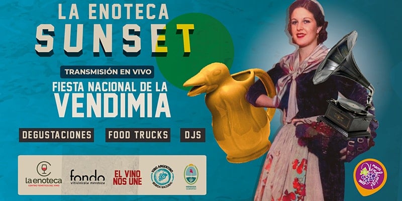 Evento de la La Enoteca con transmisió en vivo de la Fiesta de la Vendimia.