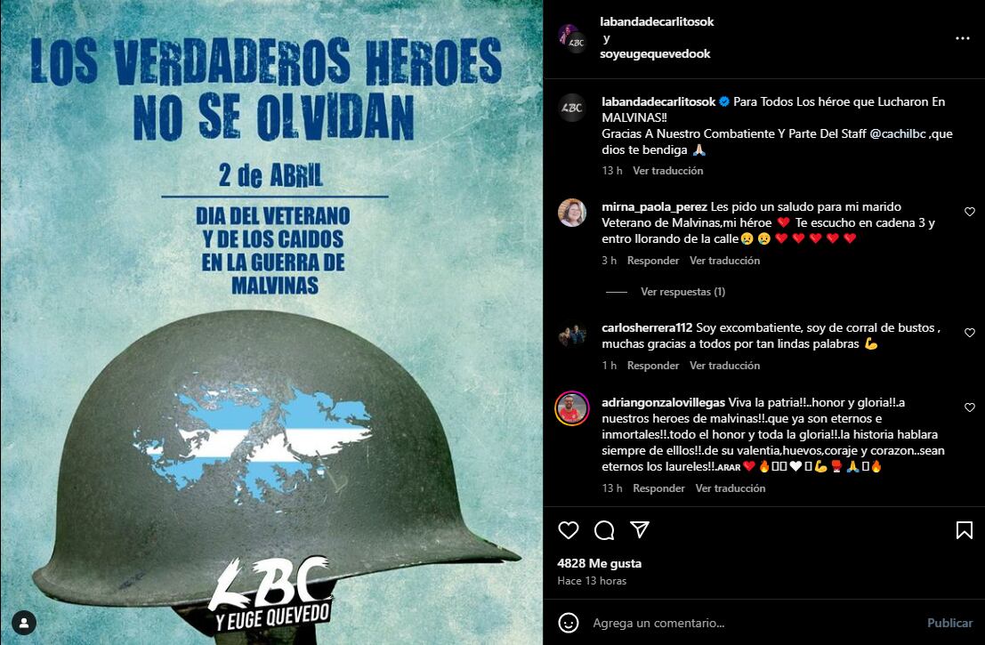 LBC y Euge Quevedo homenajearon a un compañero, quien es veterano de Malvinas.