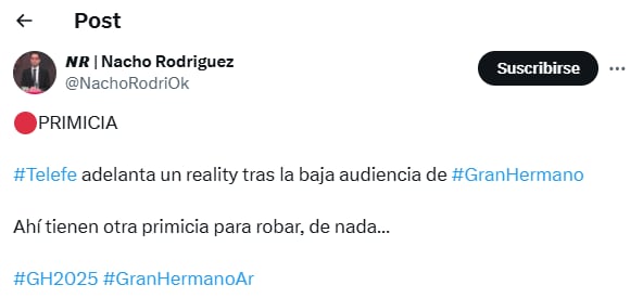 La medida que tomó Telefe por el bajo rating de Gran Hermano 2025