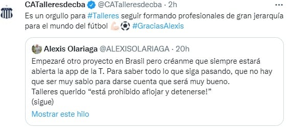 Talleres le dio la despedida a Alexis Olariga, el PF que se va a trabajar a Brasil con el Cacique.