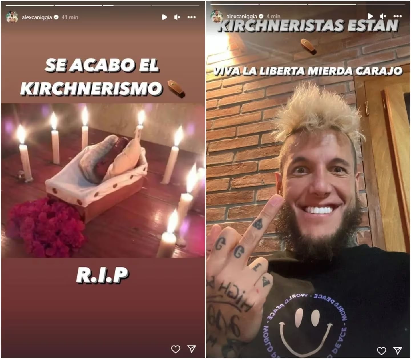 El mensaje de Alex Caniggia por el triunfo de Javier Milei