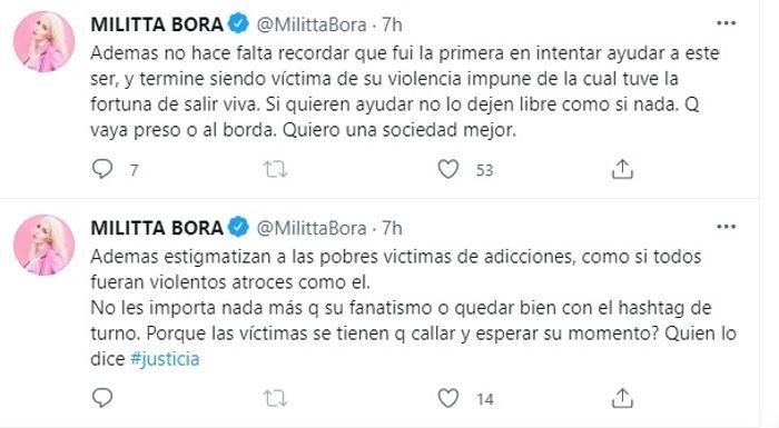 Los últimos mensajes de Militta Bora.