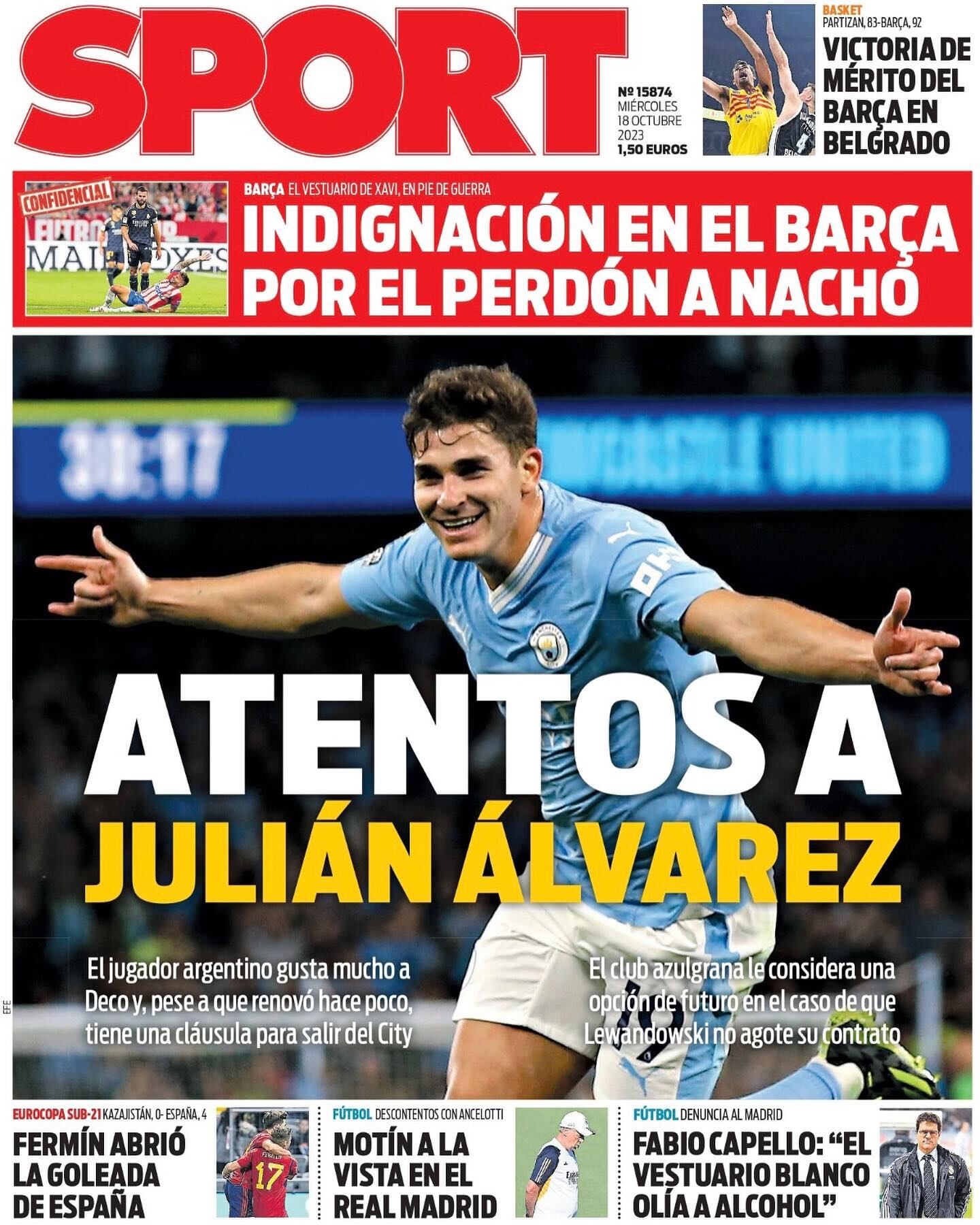 La portada del diario Sport.