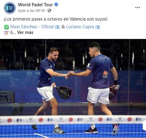 Maxi Sánchez junto a junto a Luciano Capra superaron con comodidad a Yanguas y Ramirez en el Abierto de Valencia.