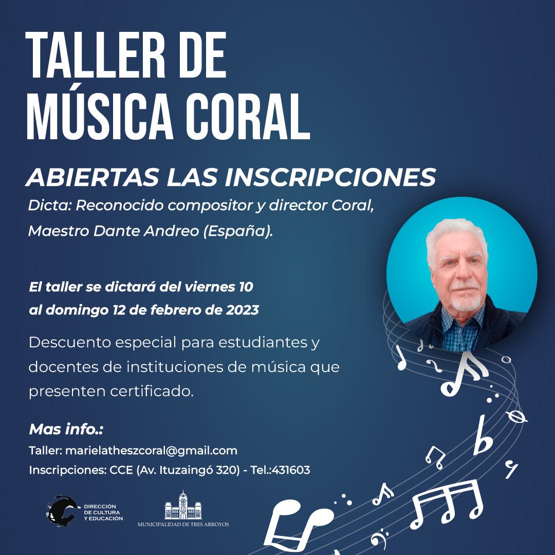 Tres Arroyos, abierta las inscripciones para taller de Música Coral