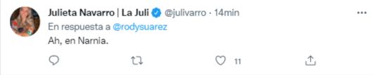 La respuesta al twit del Gobernador de Julieta Navarro.