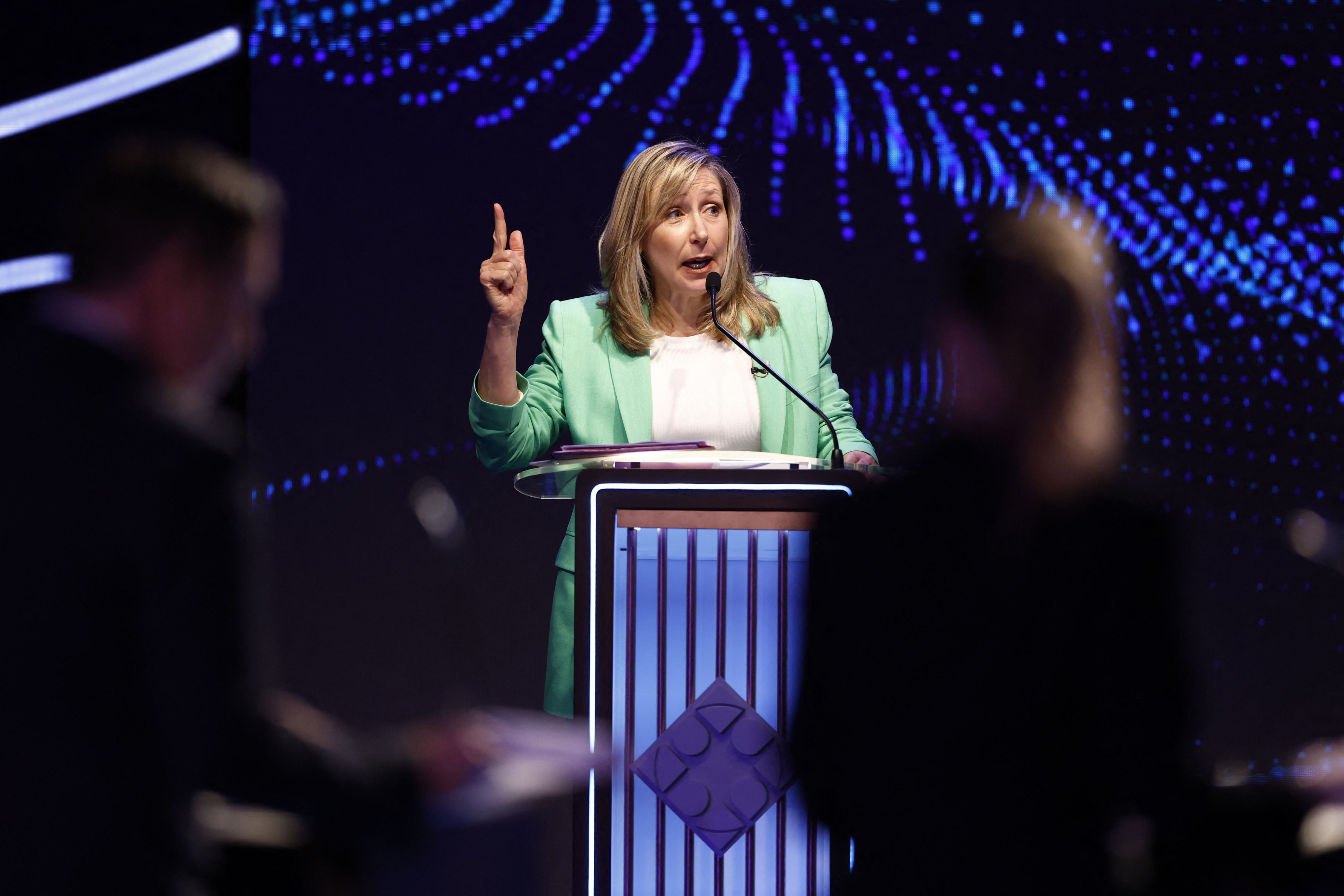 Myriam Bregman en el debate de este domingo 1° de octubre. (Clarín)