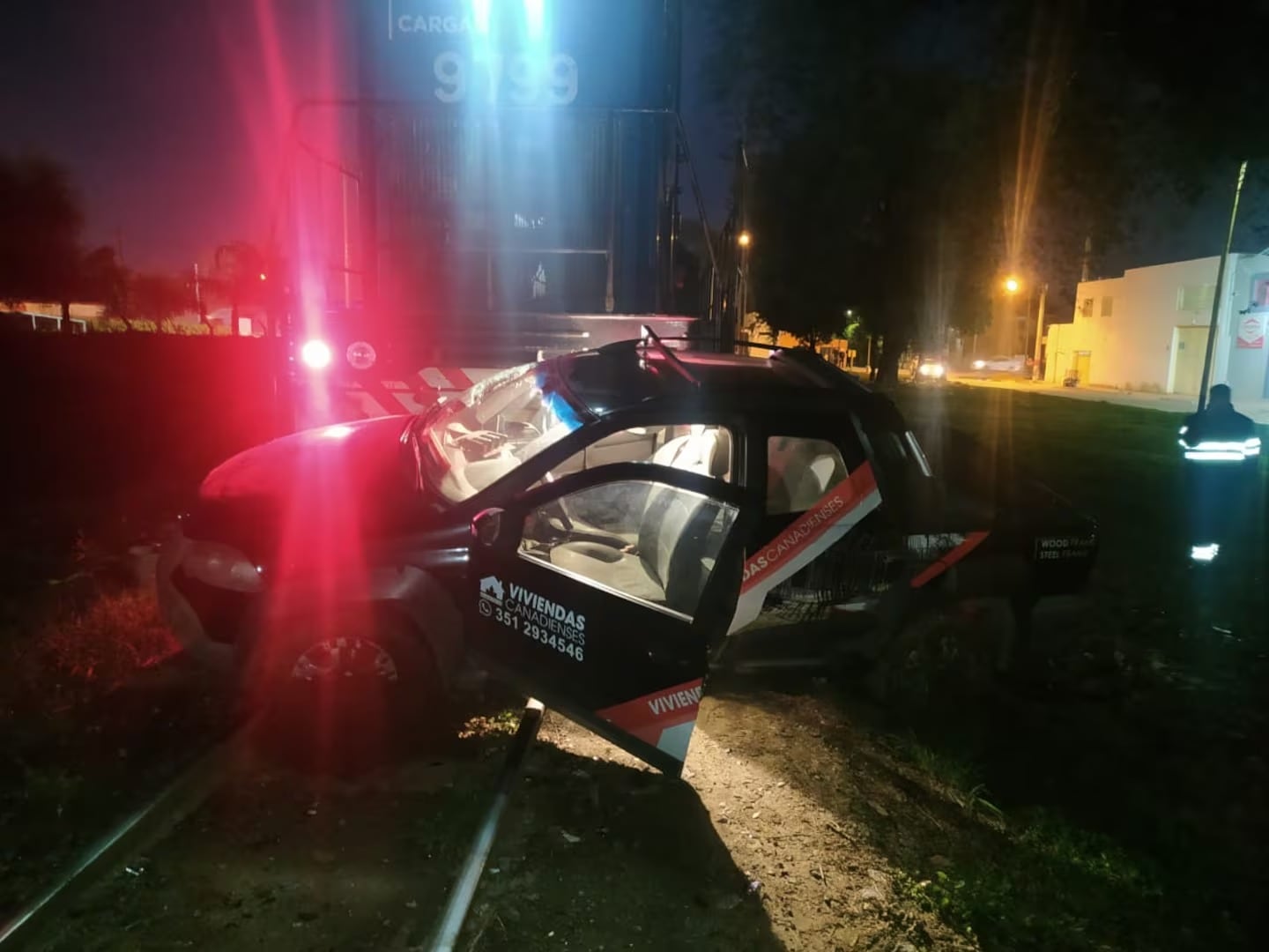 El rodado embestido por el tren.