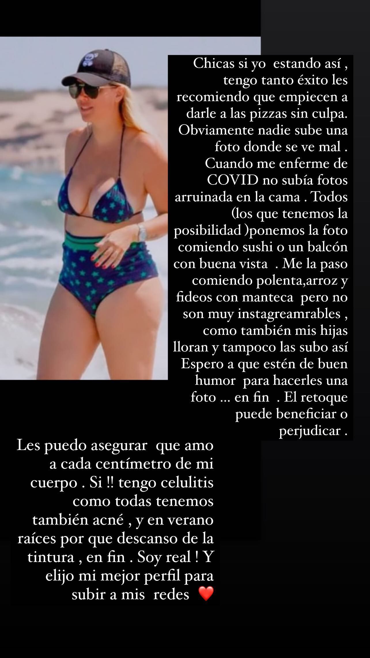 Wanda Nara y una durísimo mensaje luego de que se filtraran sus fotos sin retoques en la playa