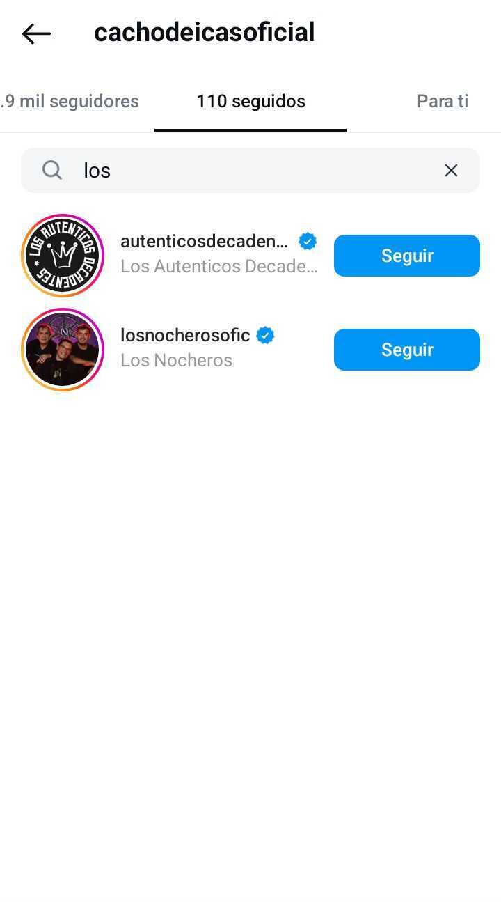 Cacho dejó de seguir al grupo en Instagram.